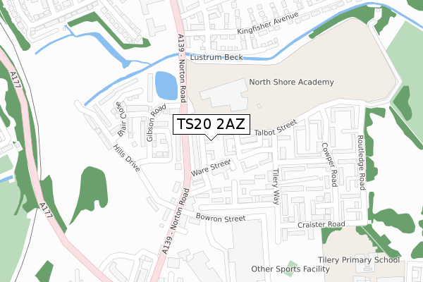 TS20 2AZ map - large scale - OS Open Zoomstack (Ordnance Survey) TS20 2AZ map - large scale - OS Open Zoomstack (Ordnance Survey)