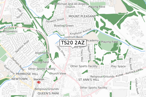 TS20 2AZ map - small scale - OS Open Zoomstack (Ordnance Survey) TS20 2AZ map - small scale - OS Open Zoomstack (Ordnance Survey)