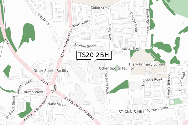 TS20 2BH map - large scale - OS Open Zoomstack (Ordnance Survey) TS20 2BH map - large scale - OS Open Zoomstack (Ordnance Survey)