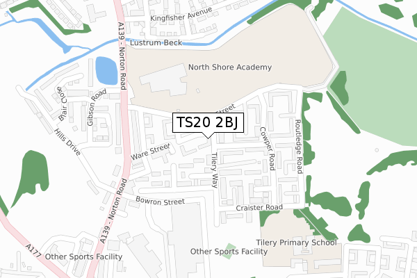 TS20 2BJ map - large scale - OS Open Zoomstack (Ordnance Survey)