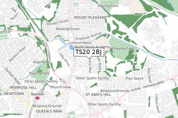 TS20 2BJ map - small scale - OS Open Zoomstack (Ordnance Survey)