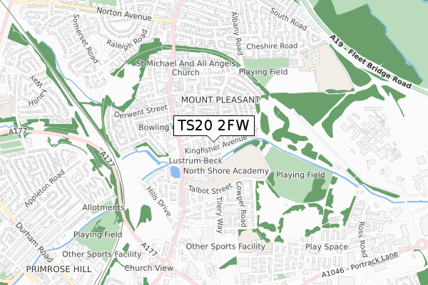 TS20 2FW map - small scale - OS Open Zoomstack (Ordnance Survey)