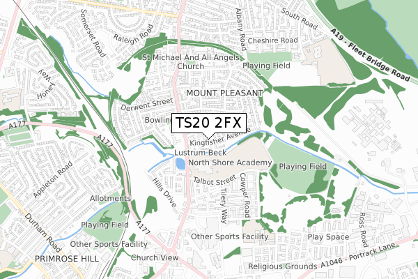 TS20 2FX map - small scale - OS Open Zoomstack (Ordnance Survey)