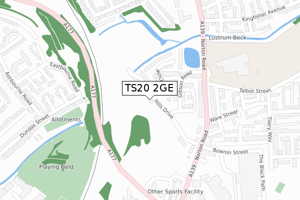 TS20 2GE map - large scale - OS Open Zoomstack (Ordnance Survey)
