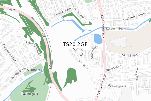 TS20 2GF map - large scale - OS Open Zoomstack (Ordnance Survey)