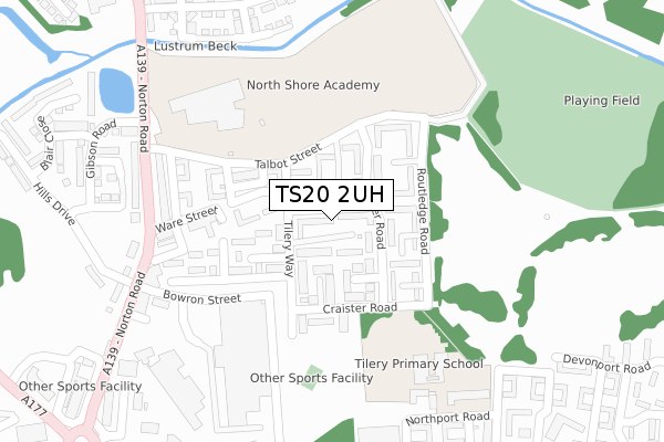 TS20 2UH map - large scale - OS Open Zoomstack (Ordnance Survey)