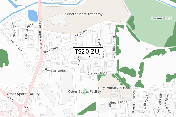 TS20 2UJ map - large scale - OS Open Zoomstack (Ordnance Survey)