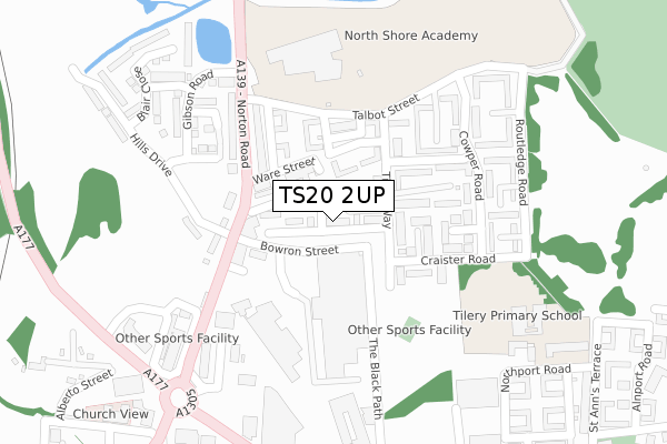 TS20 2UP map - large scale - OS Open Zoomstack (Ordnance Survey)