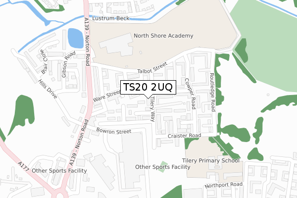 TS20 2UQ map - large scale - OS Open Zoomstack (Ordnance Survey)