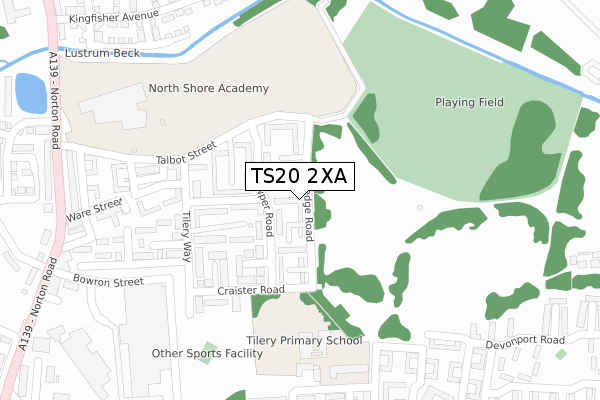 TS20 2XA map - large scale - OS Open Zoomstack (Ordnance Survey)