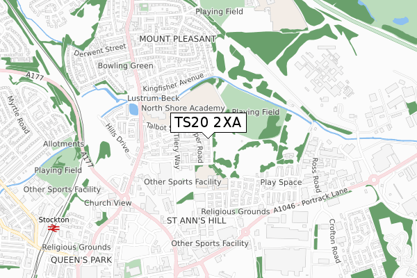 TS20 2XA map - small scale - OS Open Zoomstack (Ordnance Survey)