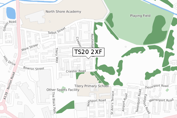 TS20 2XF map - large scale - OS Open Zoomstack (Ordnance Survey)