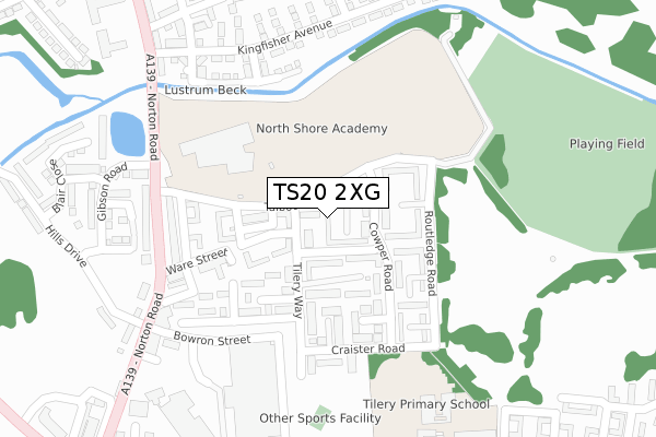 TS20 2XG map - large scale - OS Open Zoomstack (Ordnance Survey)