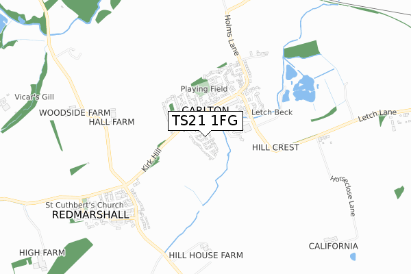 TS21 1FG map - small scale - OS Open Zoomstack (Ordnance Survey) TS21 1FG map - small scale - OS Open Zoomstack (Ordnance Survey)