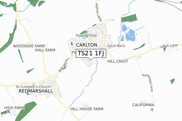 TS21 1FJ map - small scale - OS Open Zoomstack (Ordnance Survey) TS21 1FJ map - small scale - OS Open Zoomstack (Ordnance Survey)