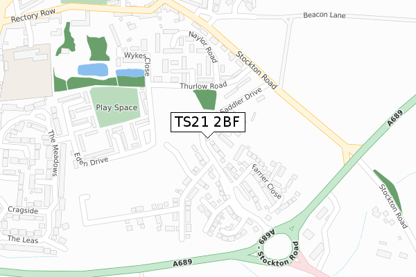 TS21 2BF map - large scale - OS Open Zoomstack (Ordnance Survey)