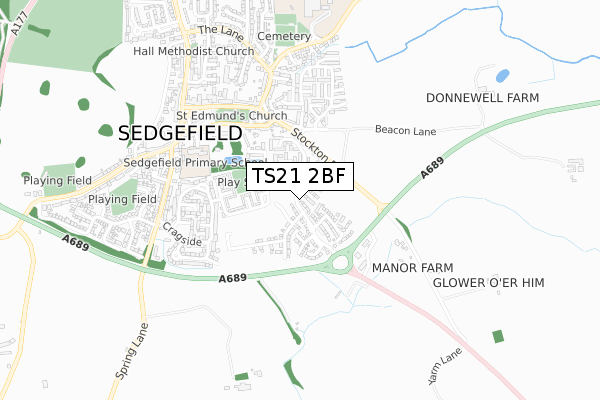 TS21 2BF map - small scale - OS Open Zoomstack (Ordnance Survey)