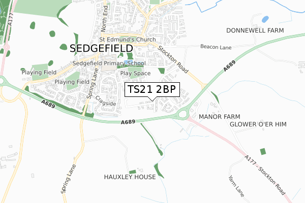 TS21 2BP map - small scale - OS Open Zoomstack (Ordnance Survey)