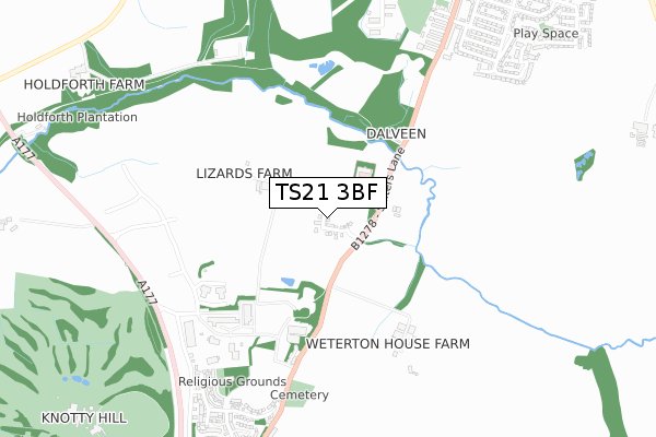 TS21 3BF map - small scale - OS Open Zoomstack (Ordnance Survey)