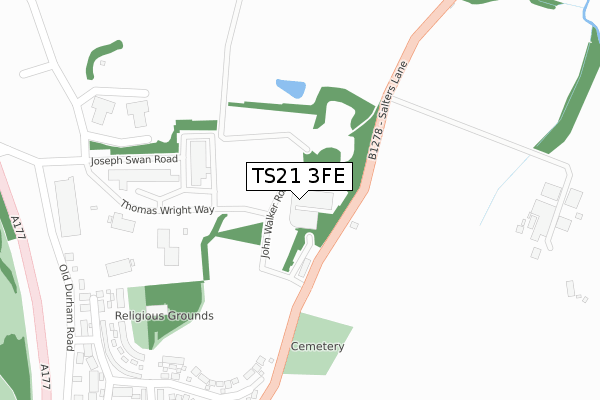 TS21 3FE map - large scale - OS Open Zoomstack (Ordnance Survey)