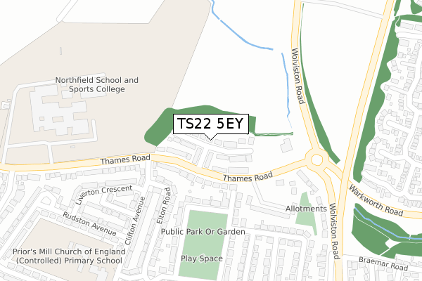 TS22 5EY map - large scale - OS Open Zoomstack (Ordnance Survey)