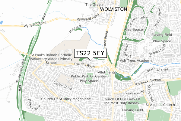 TS22 5EY map - small scale - OS Open Zoomstack (Ordnance Survey)