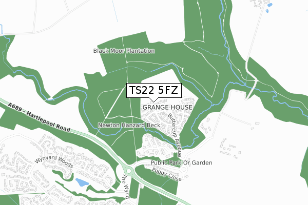 TS22 5FZ map - small scale - OS Open Zoomstack (Ordnance Survey)