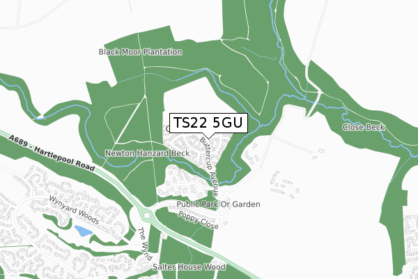 TS22 5GU map - small scale - OS Open Zoomstack (Ordnance Survey)