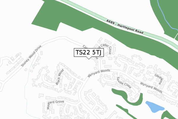 TS22 5TJ map - large scale - OS Open Zoomstack (Ordnance Survey)