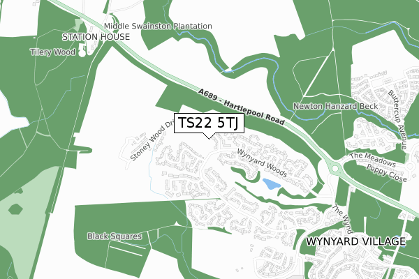 TS22 5TJ map - small scale - OS Open Zoomstack (Ordnance Survey)