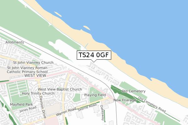TS24 0GF map - small scale - OS Open Zoomstack (Ordnance Survey)