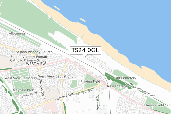 TS24 0GL map - small scale - OS Open Zoomstack (Ordnance Survey)