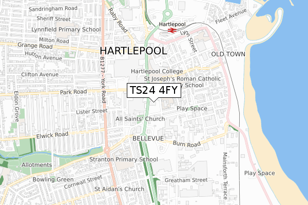 TS24 4FY map - small scale - OS Open Zoomstack (Ordnance Survey)