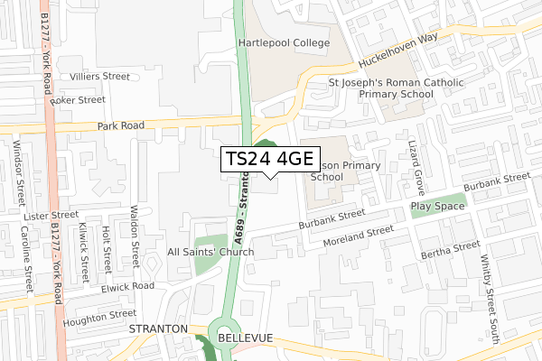 TS24 4GE map - large scale - OS Open Zoomstack (Ordnance Survey)