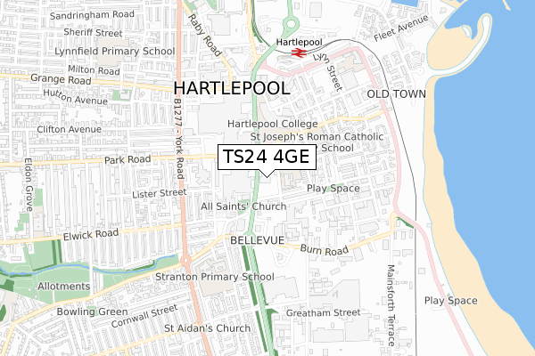 TS24 4GE map - small scale - OS Open Zoomstack (Ordnance Survey)