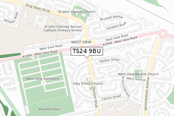 TS24 9BU map - large scale - OS Open Zoomstack (Ordnance Survey)