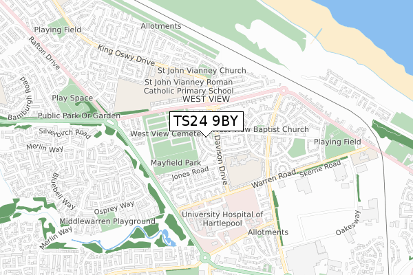 TS24 9BY map - small scale - OS Open Zoomstack (Ordnance Survey)