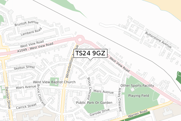 TS24 9GZ map - large scale - OS Open Zoomstack (Ordnance Survey)