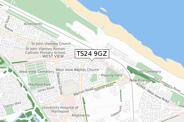 TS24 9GZ map - small scale - OS Open Zoomstack (Ordnance Survey)