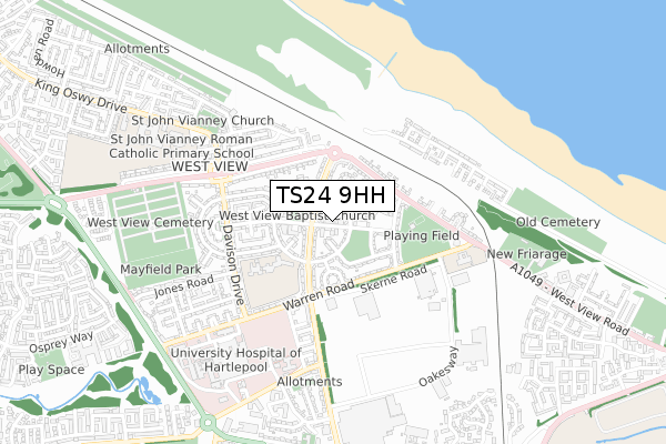 TS24 9HH map - small scale - OS Open Zoomstack (Ordnance Survey)