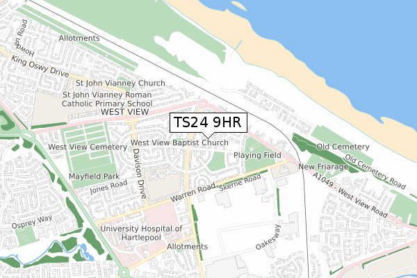 TS24 9HR map - small scale - OS Open Zoomstack (Ordnance Survey)