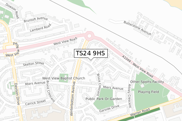 TS24 9HS map - large scale - OS Open Zoomstack (Ordnance Survey)
