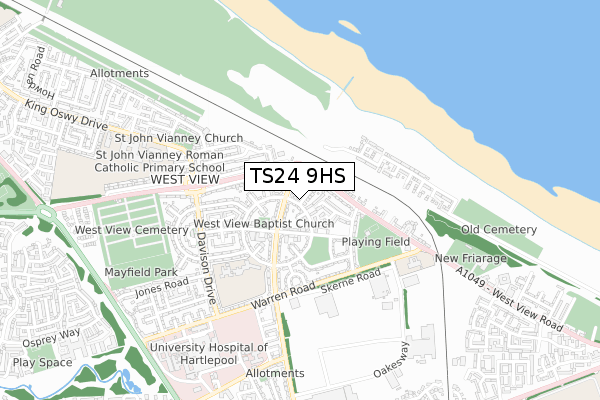 TS24 9HS map - small scale - OS Open Zoomstack (Ordnance Survey)