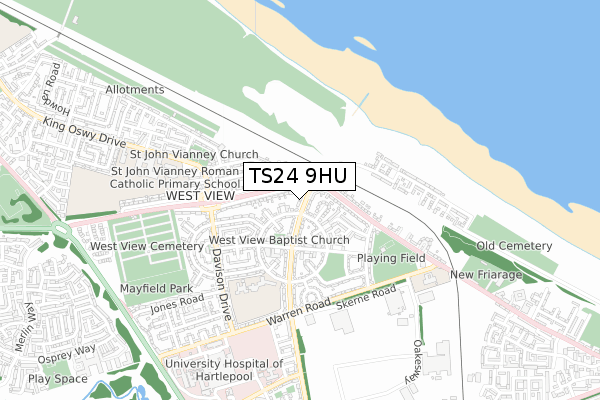 TS24 9HU map - small scale - OS Open Zoomstack (Ordnance Survey)