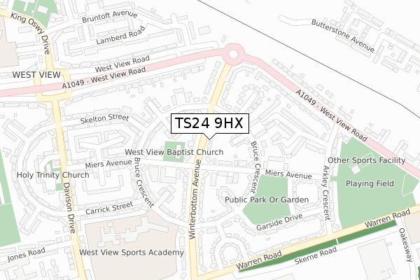 TS24 9HX map - large scale - OS Open Zoomstack (Ordnance Survey)