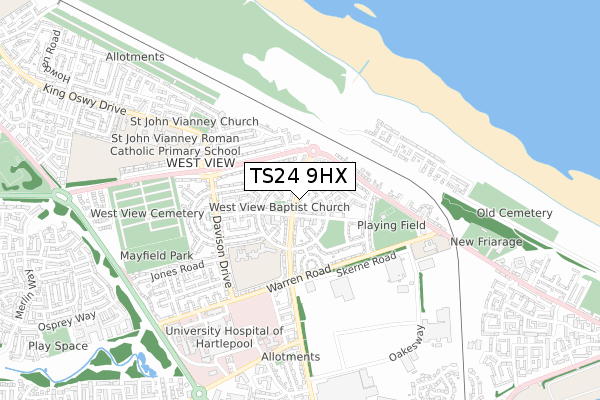 TS24 9HX map - small scale - OS Open Zoomstack (Ordnance Survey)