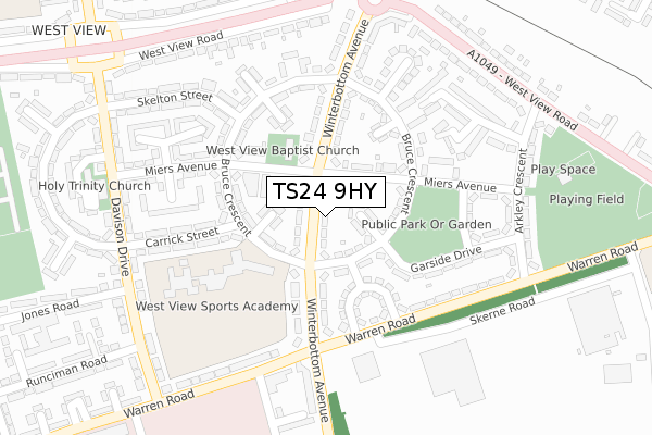 TS24 9HY map - large scale - OS Open Zoomstack (Ordnance Survey)