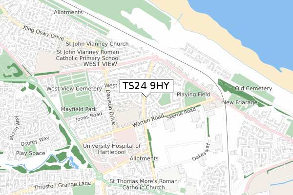 TS24 9HY map - small scale - OS Open Zoomstack (Ordnance Survey)