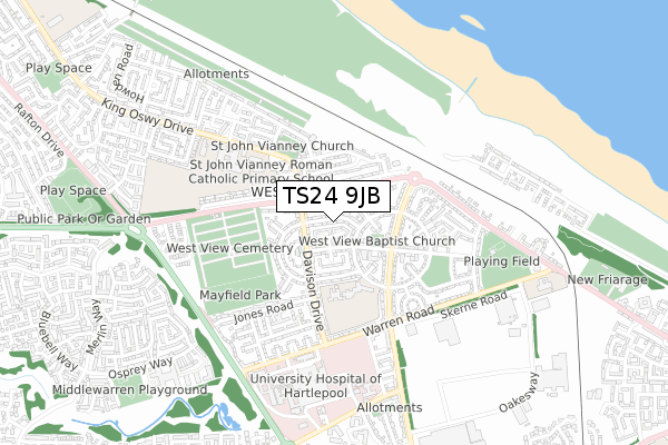 TS24 9JB map - small scale - OS Open Zoomstack (Ordnance Survey)