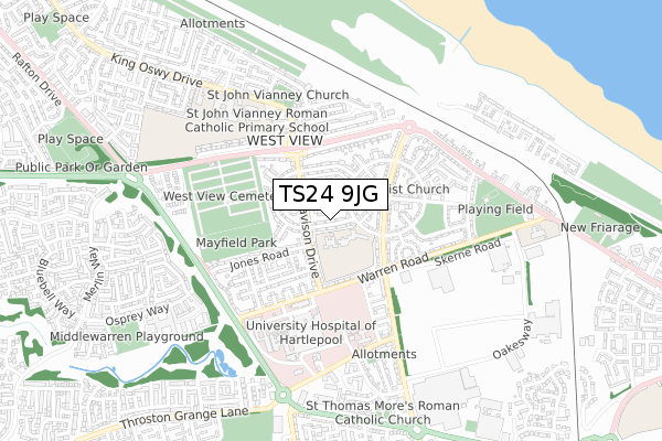 TS24 9JG map - small scale - OS Open Zoomstack (Ordnance Survey)